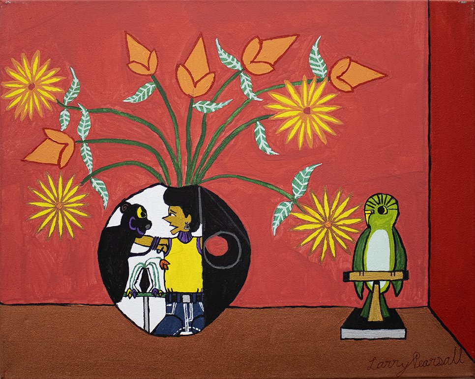 A bird looking at A on the vase by Larry Pearsall