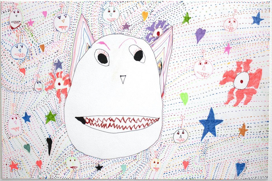 Batboy with Hearts, Stars, Hairy Spiders with Jack O Lanterns with Polkadots by Thomas Sedgwick