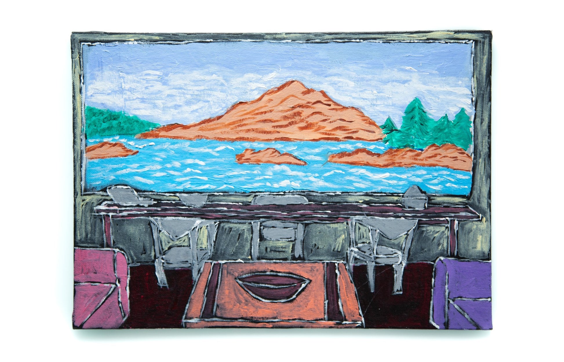 Dining Room with Large Painting by Kelvin Belt