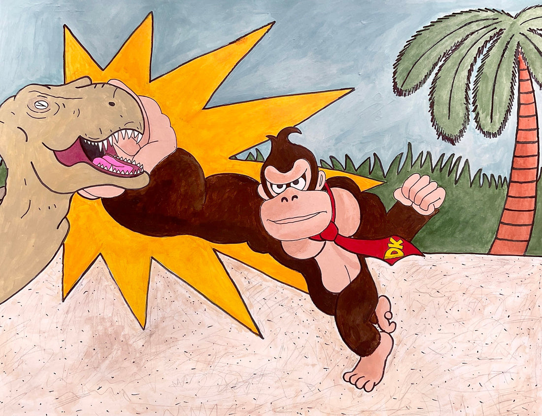 Donkey Kong Punches T-Rex by Jonah Saleman