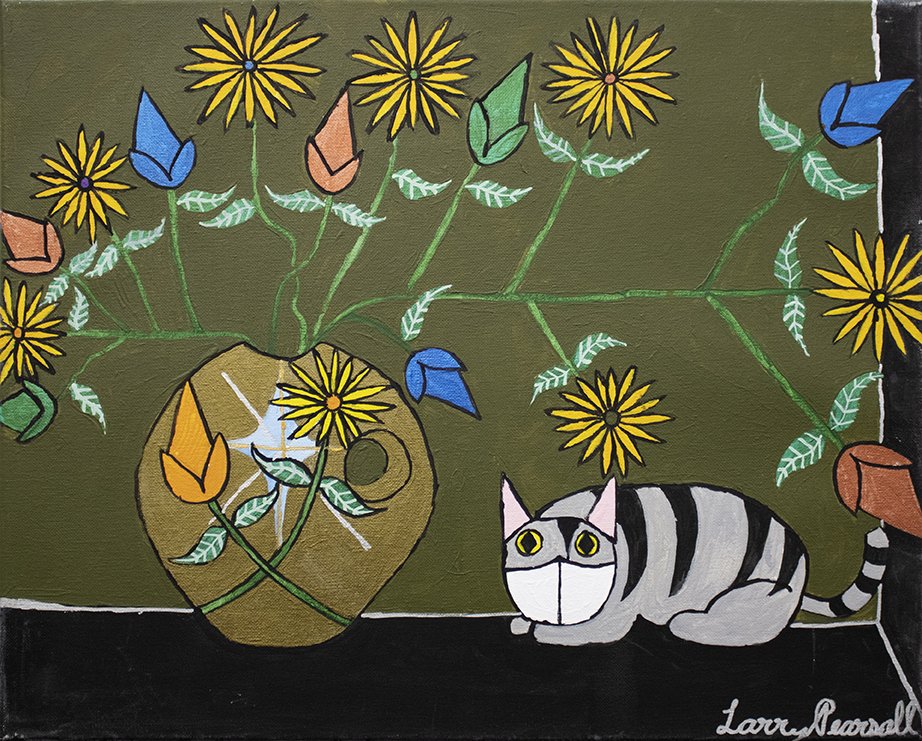 Miawaug sitting right next to a Vase by Larry Pearsall