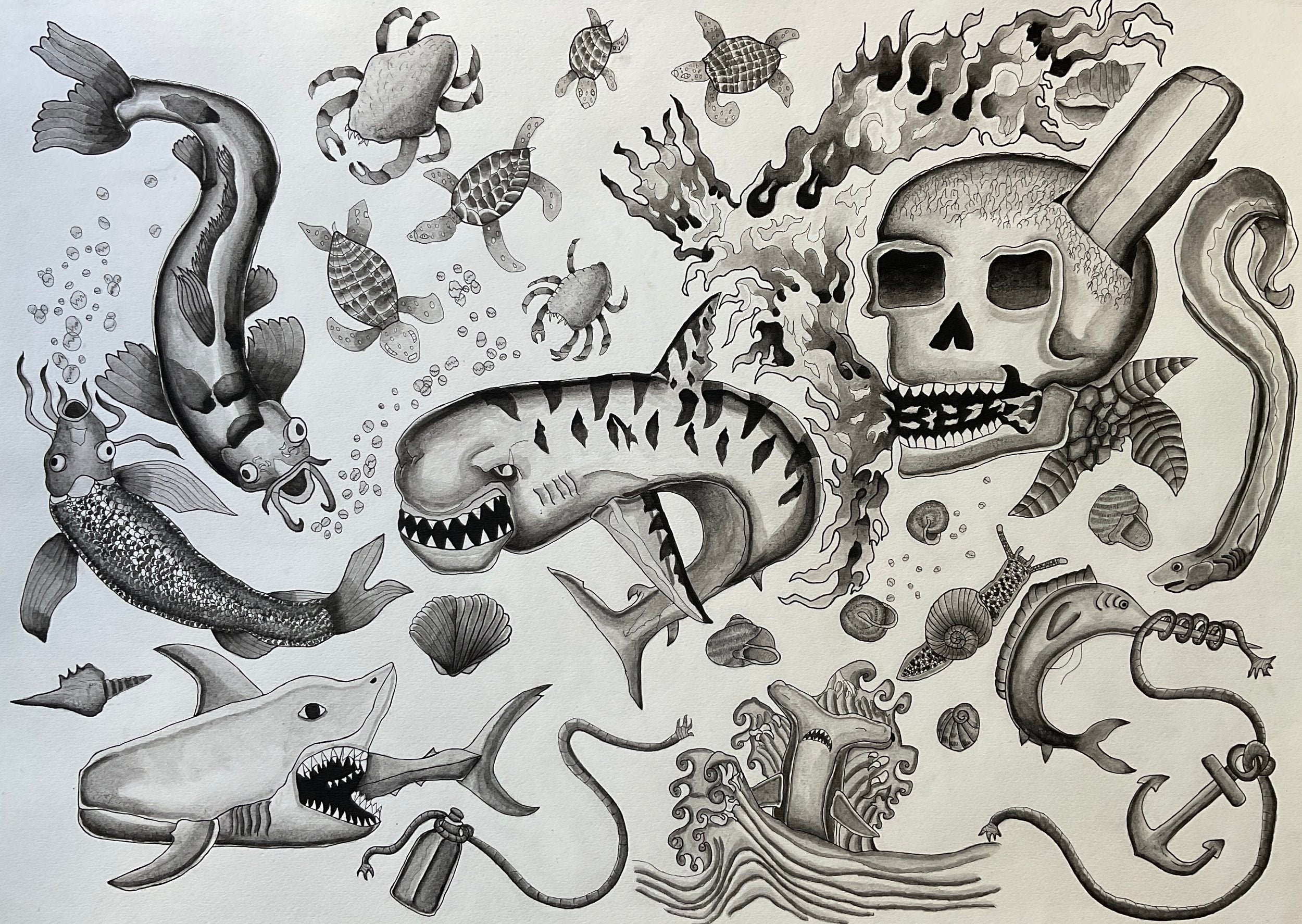 “Skulls and Aquatics”by Victor Prieto