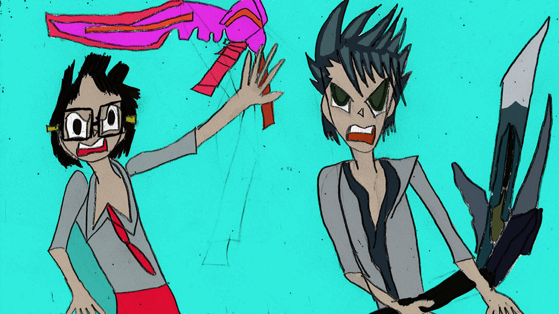 Untitled animation still (Two Characters) by Eubene Kim