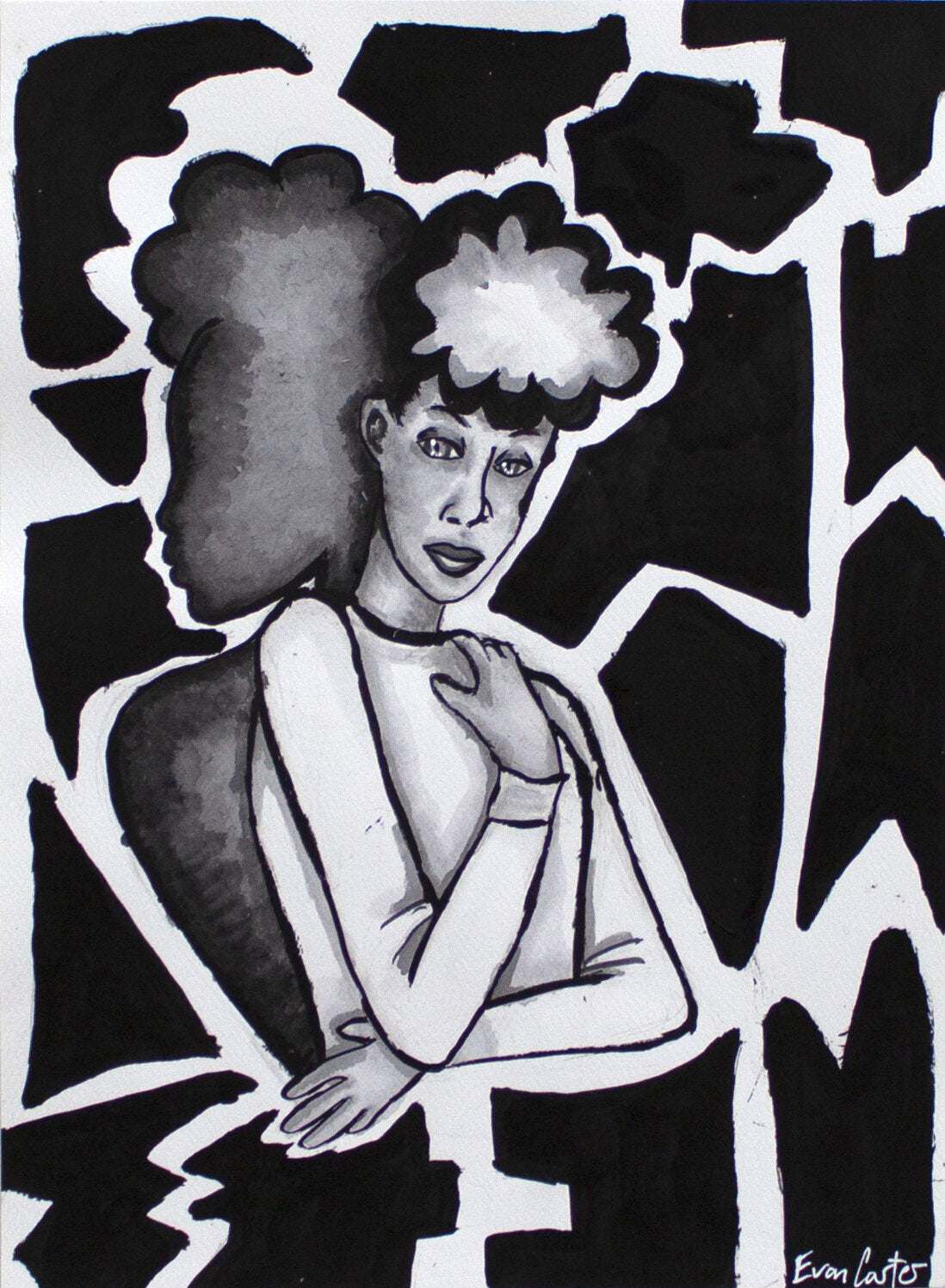 Untitled (Black & White Character) by Evan Carter