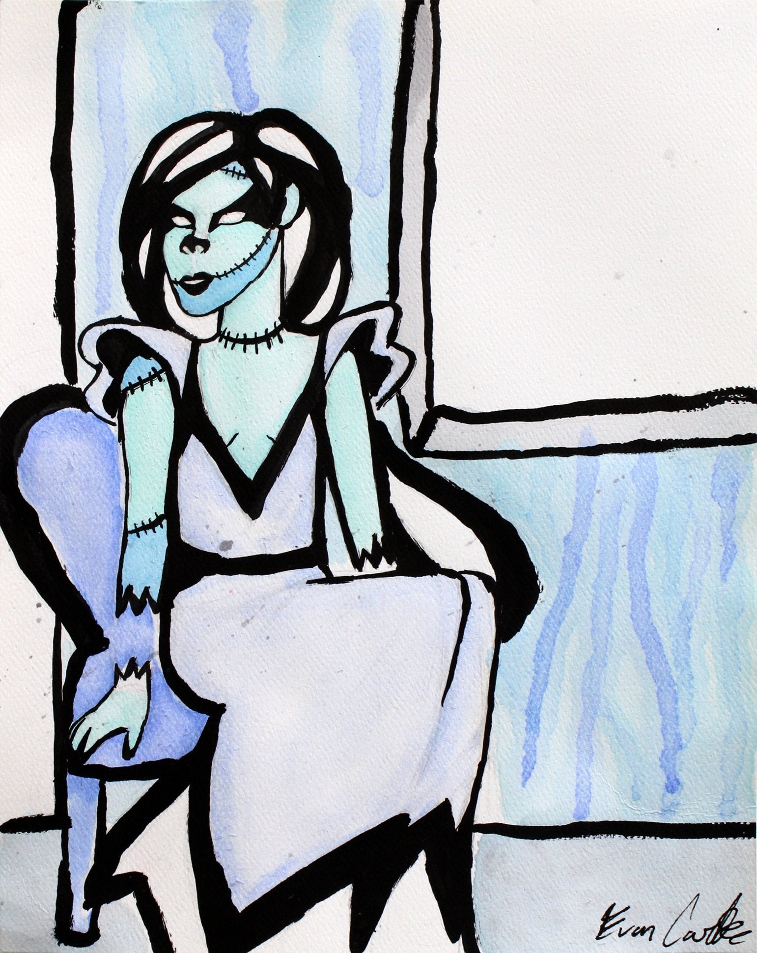 Untitled (Blue Character With Stitches) by Evan Carter