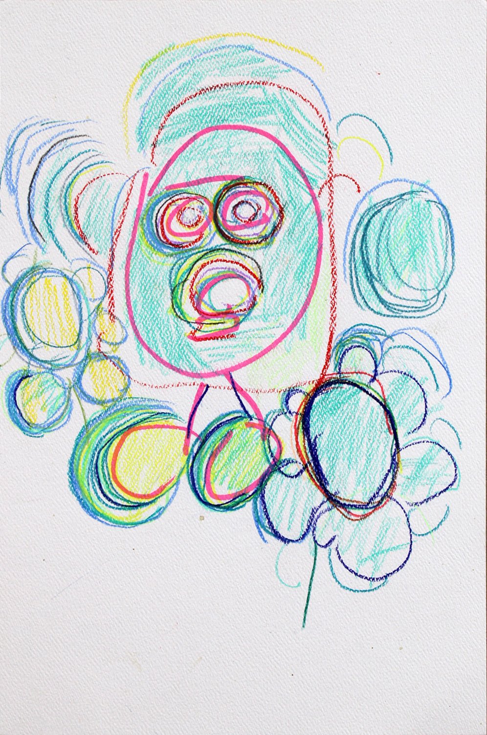 Untitled (Blue Face & Flowers) by Larry Nichols