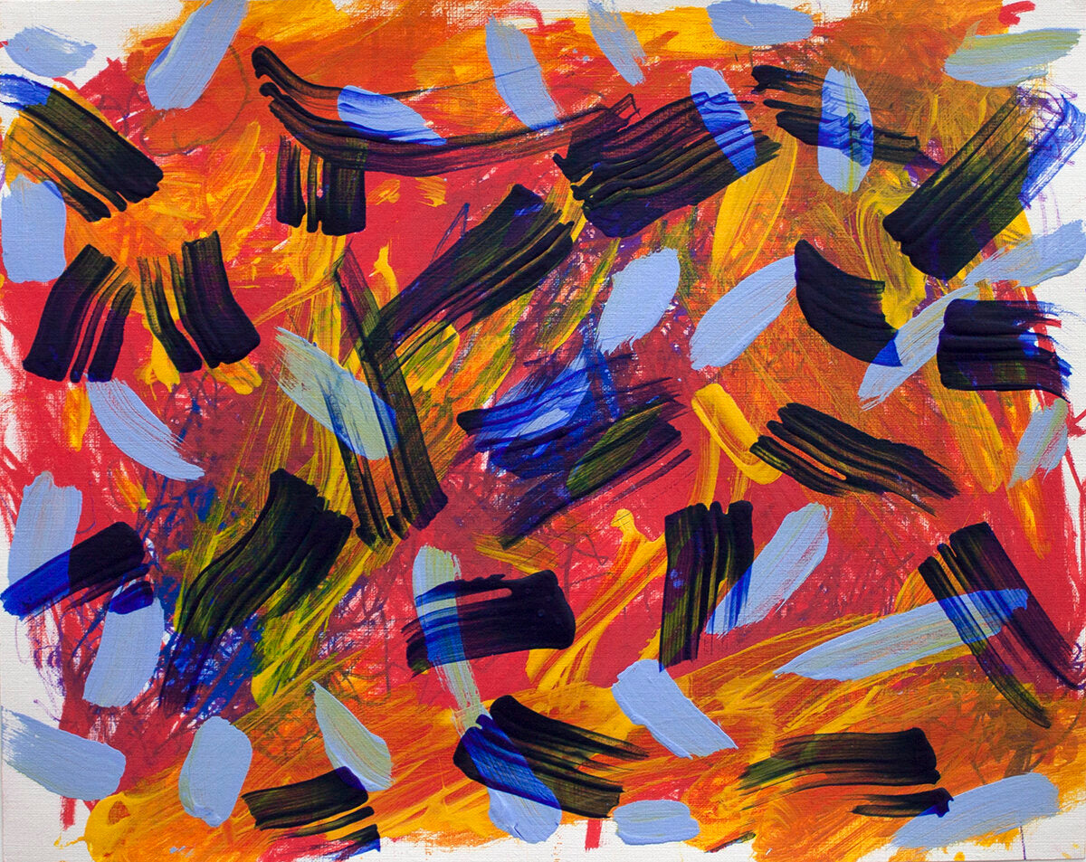 Untitled (Blue & Orange Strokes) by Claudia Carillo