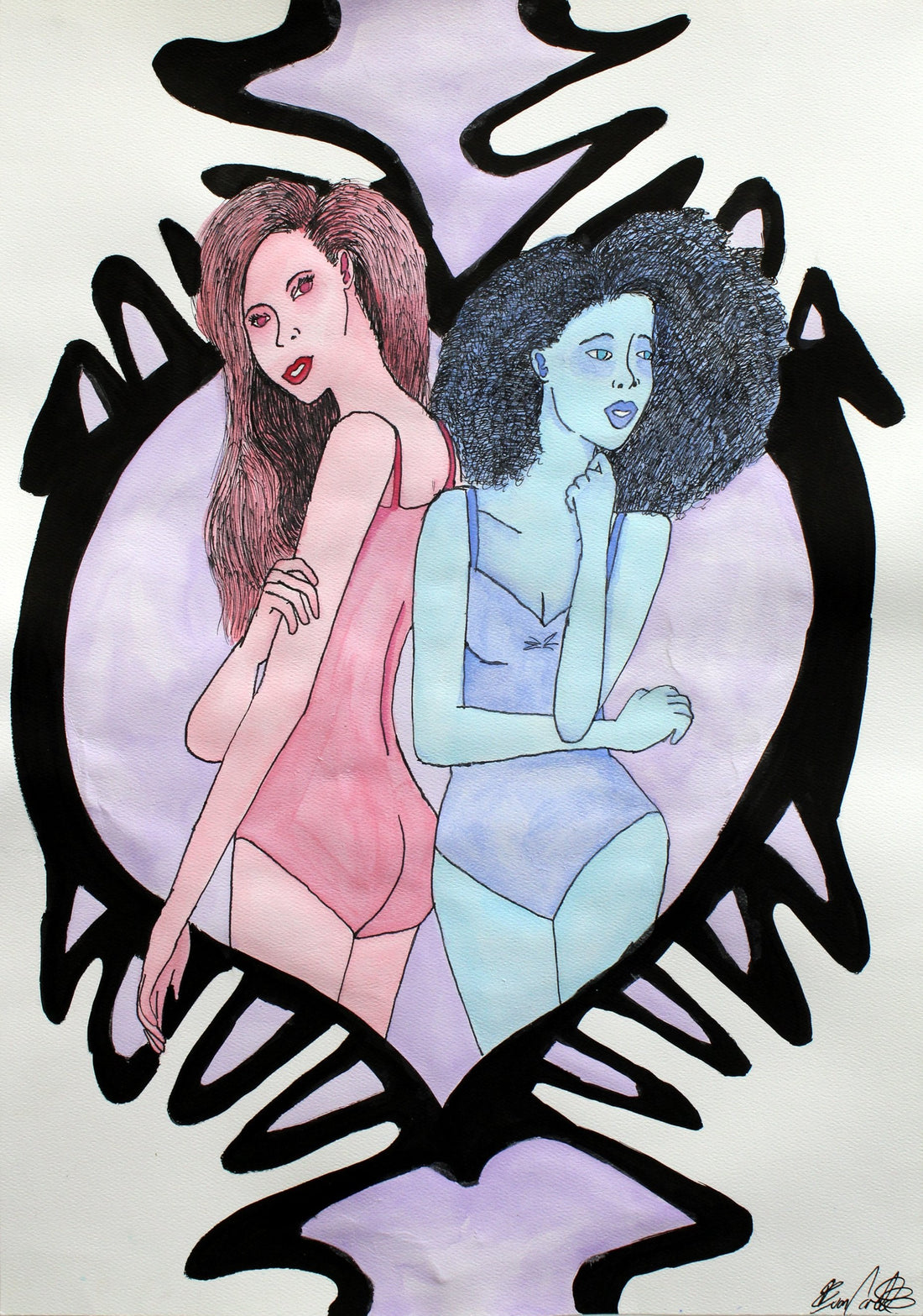 Untitled (Blue & PInk Characters) by Evan Carter