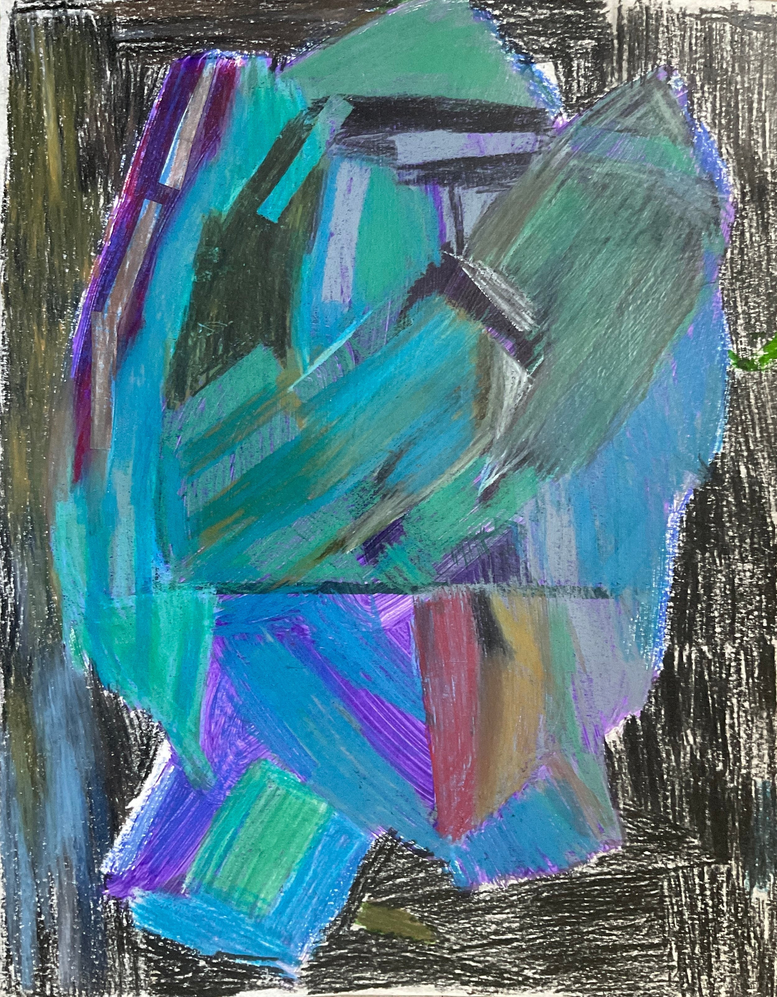 Untitled (Blue Shapes On Black Background) by Anna Marie Makaveric