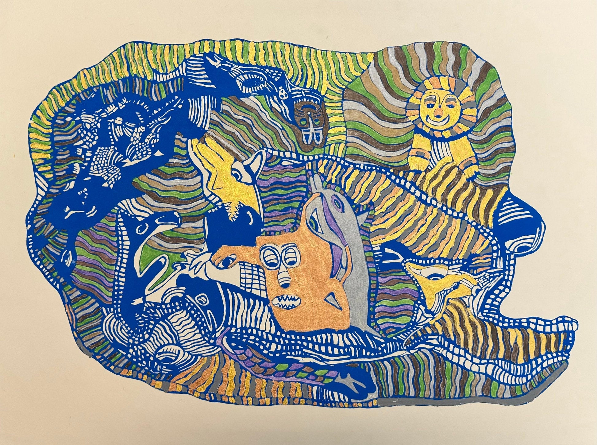 Untitled (Blue & Yellow Print) by Adriana Homsi