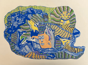 Untitled (Blue & Yellow Print) by Adriana Homsi