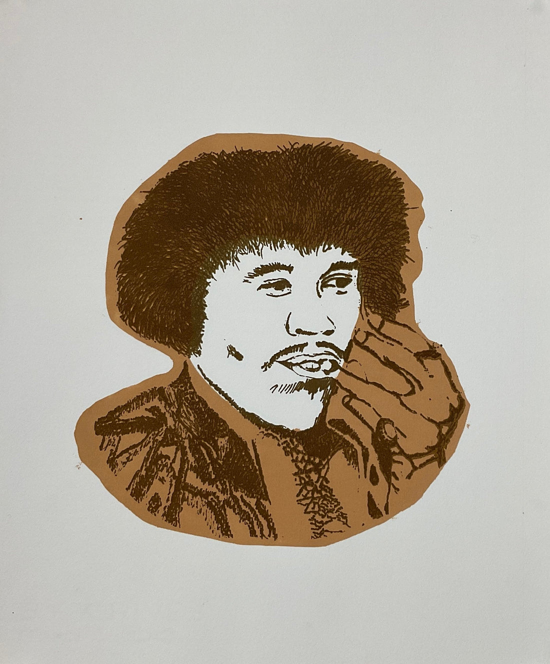 Untitled (Brown Character On White Background by Ricardo Villareal