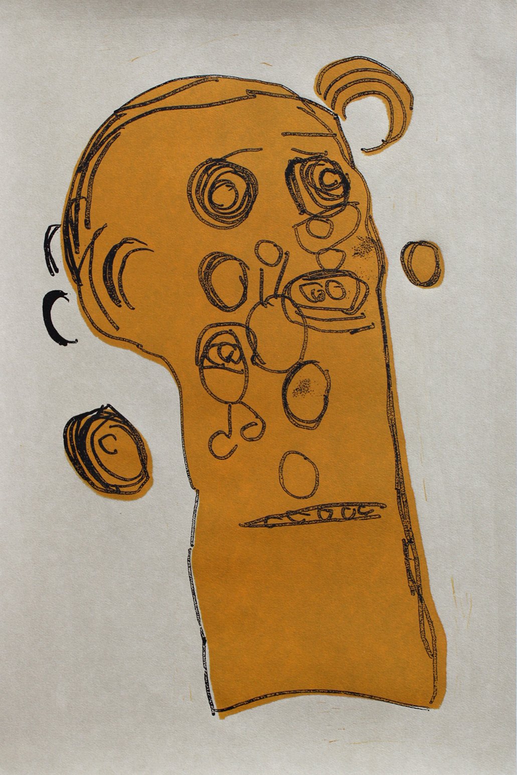 Untitled (Brown Shapes on Gray Background) by Larry Nichols