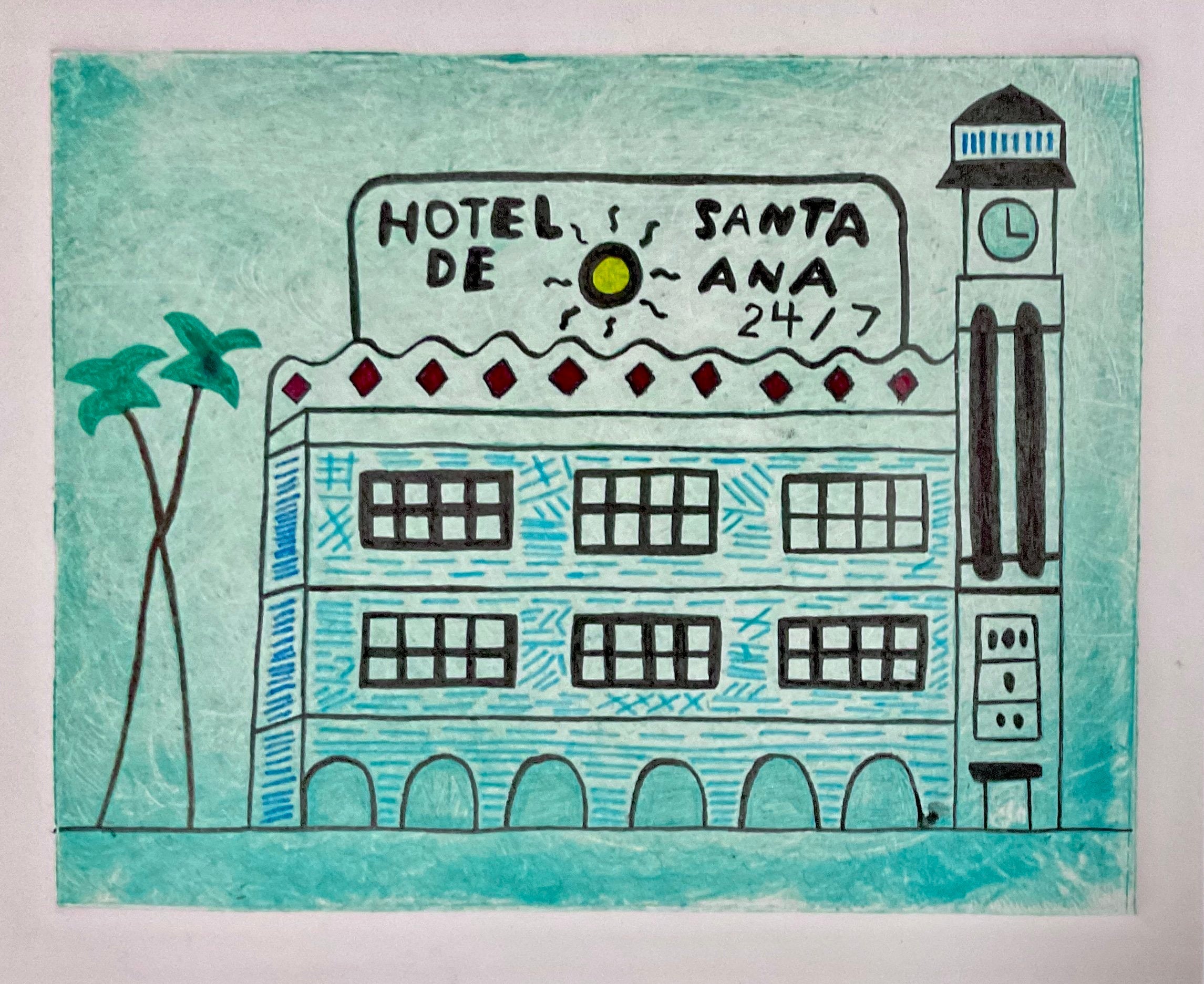 Untitled (Building On Blue Background) by Anthony Morris