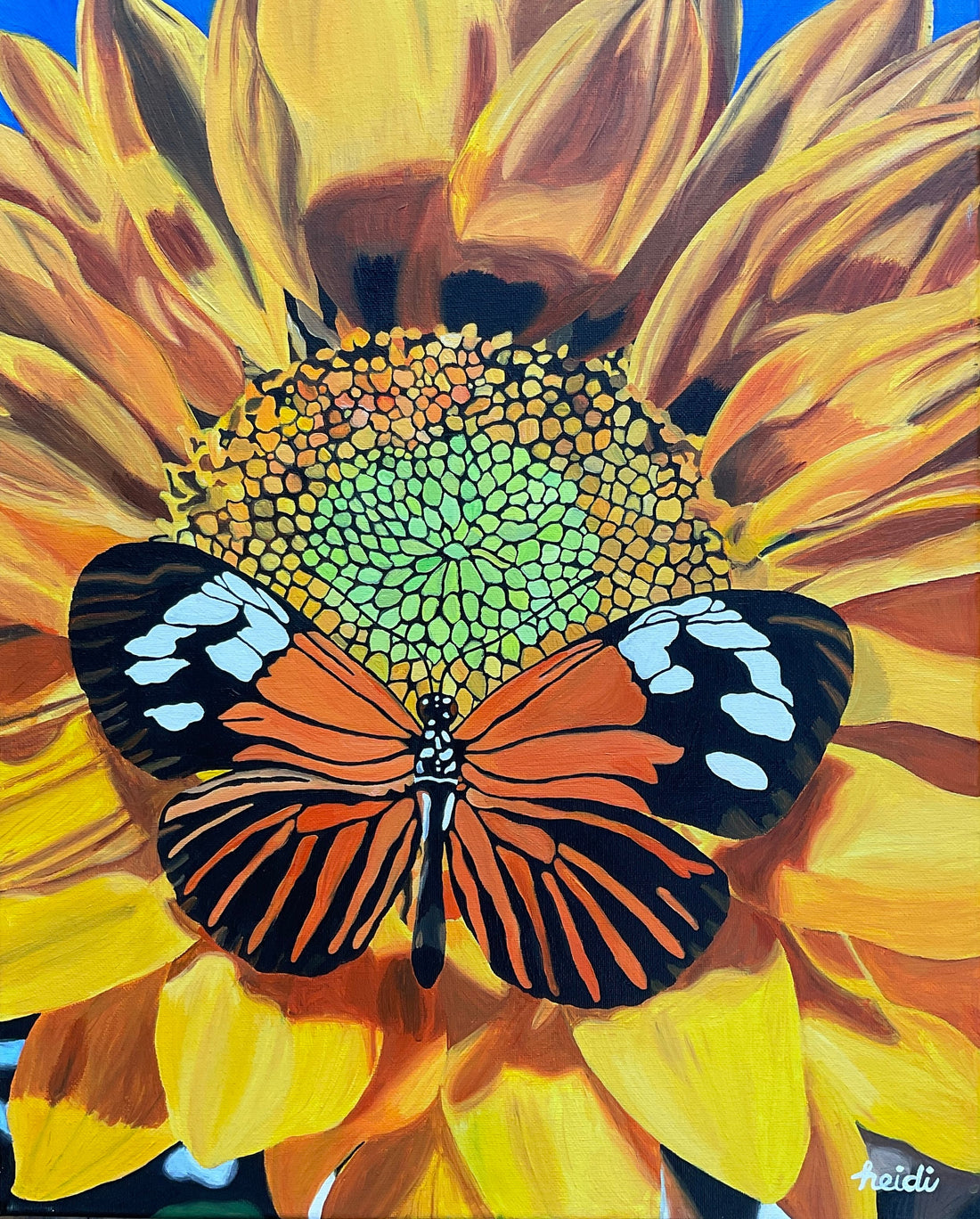 Untitled (Butterfly On Sunflower) by Heidi Dong