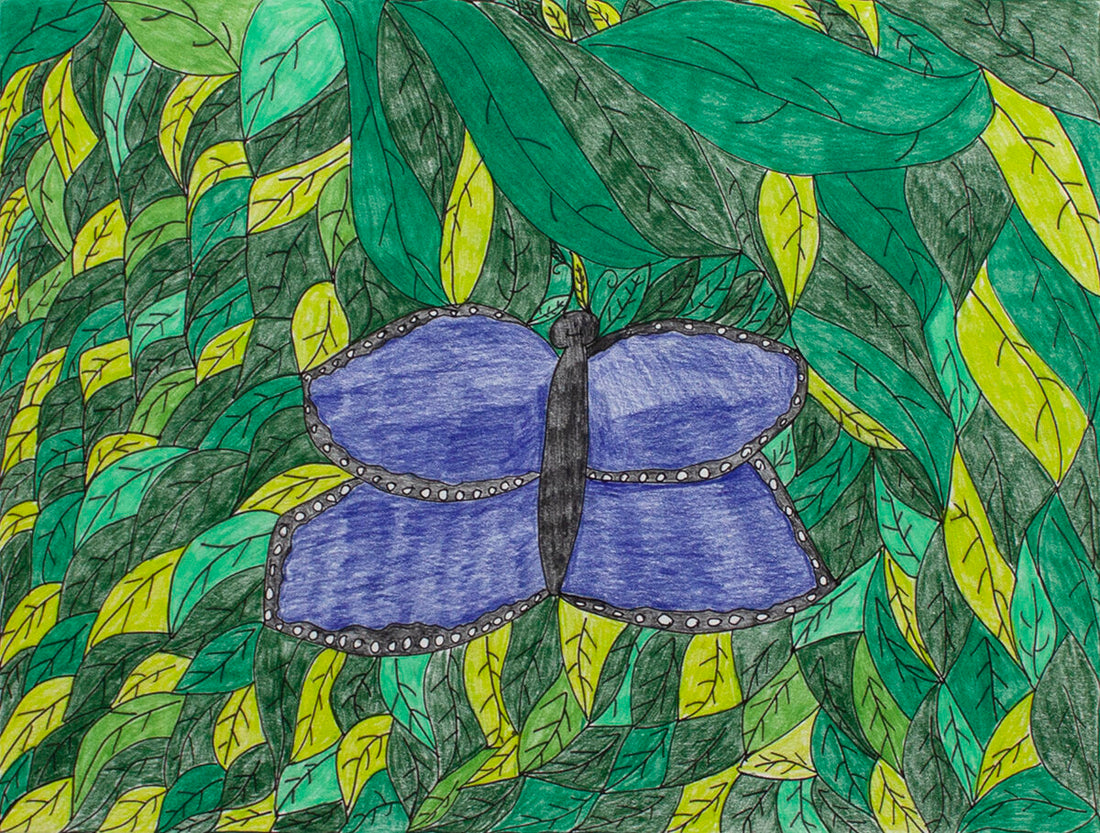 Untitled (Butterfly With Blue Wings) by Shelima King