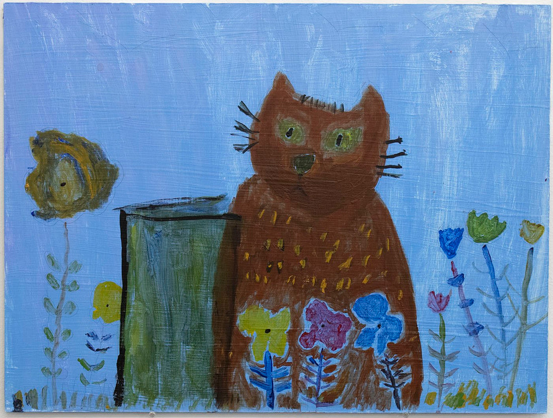 Untitled (Cat On Blue Background) by Camille Chang