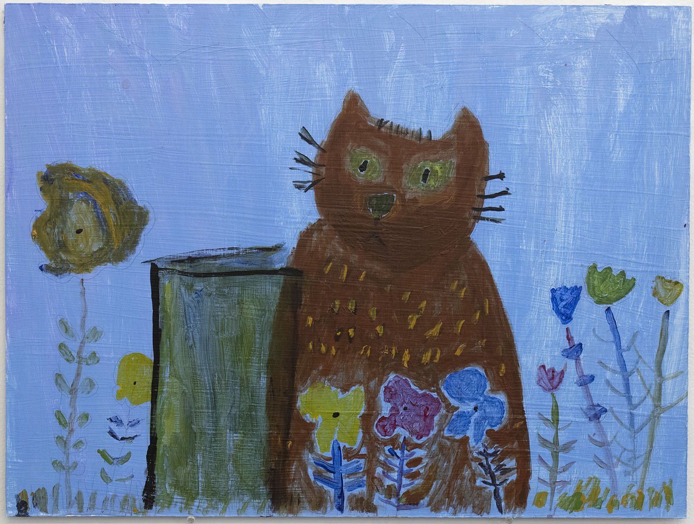 Untitled (Cat On Blue Background) by Camille Chang