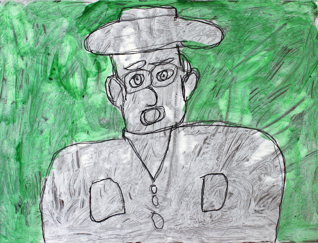 Untitled (Character On Green Background) by James Rosenblum