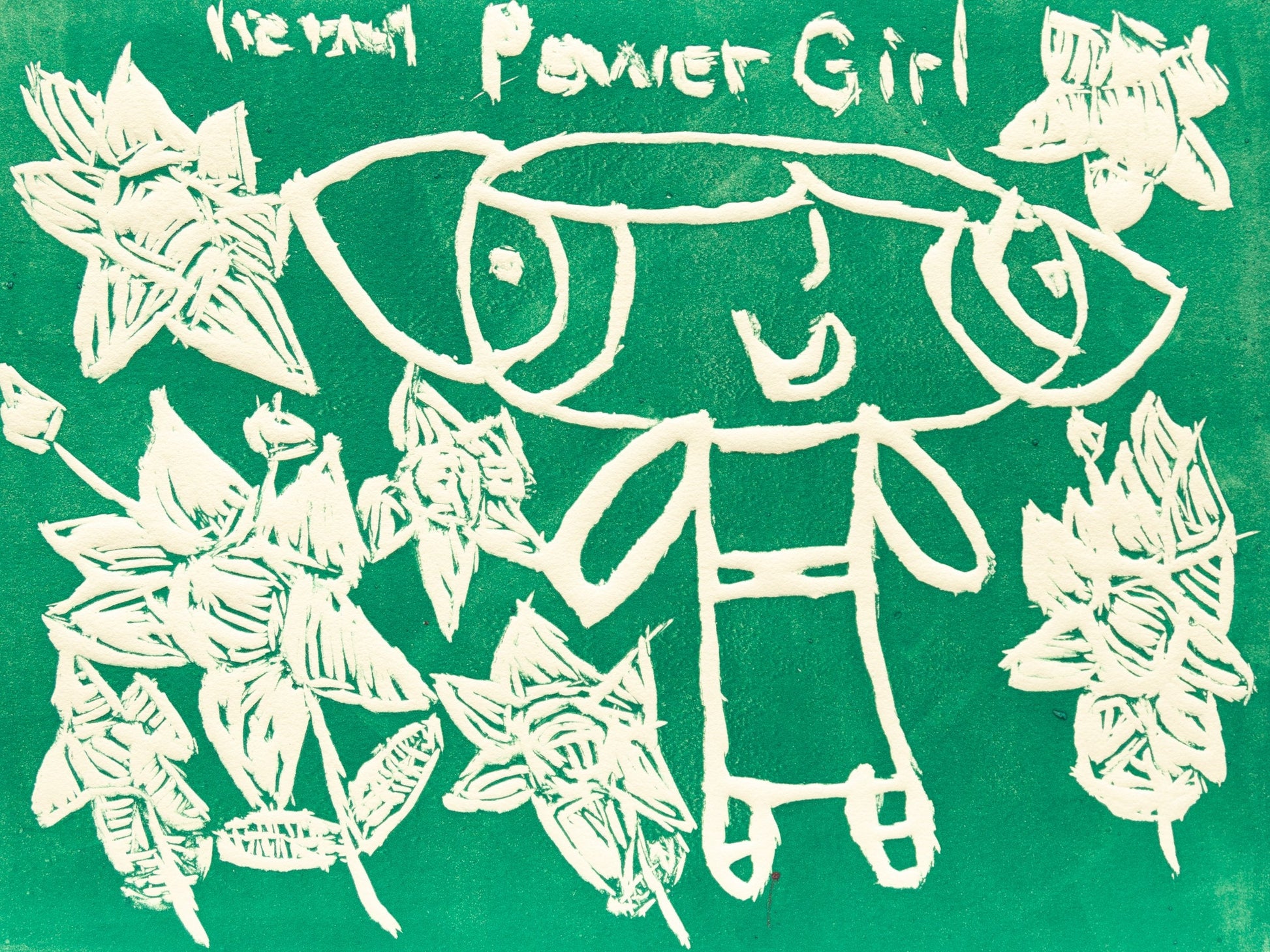 Untitled (Character On Green Backround) by Mirna Rodriguez