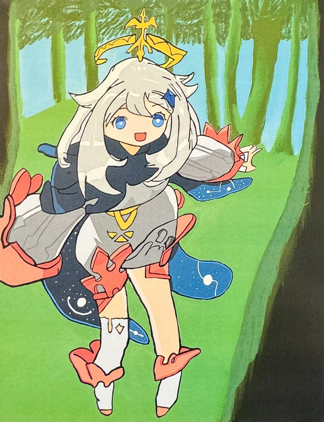 Untitled (Character On Trees Background) by James Roman