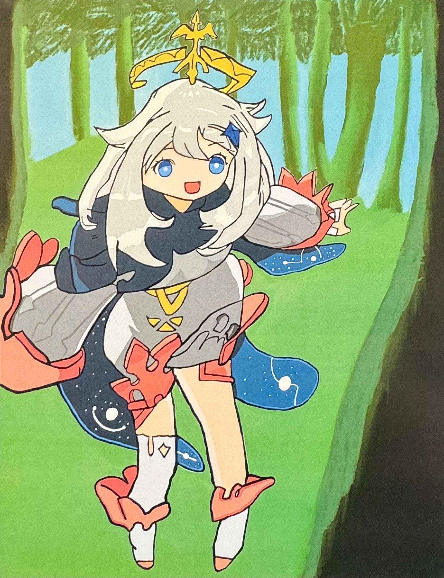 Untitled (Character On Trees Background) by James Roman