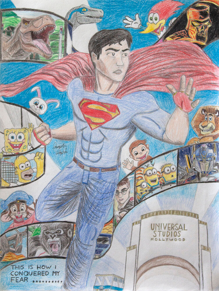 Untitled (Characters On Blue Background) by Joseph Tapia