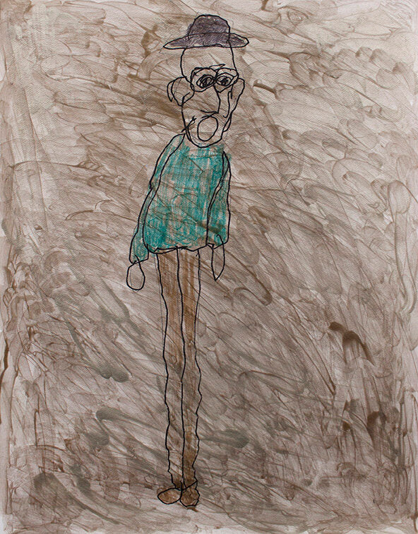 Untitled (Characters On Green Background) by James Rosenblum