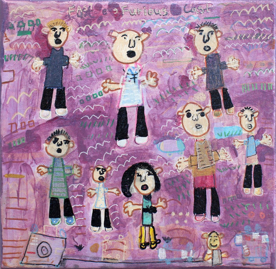 Untitled (Characters On Purple Background) by Maribel Perez