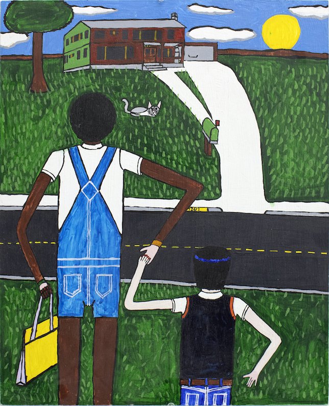 Untitled (Characters Standing Across The Street From Building) by Larry Pearsall