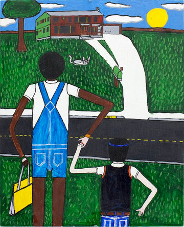 Untitled (Characters Standing Across The Street From Building) by Larry Pearsall