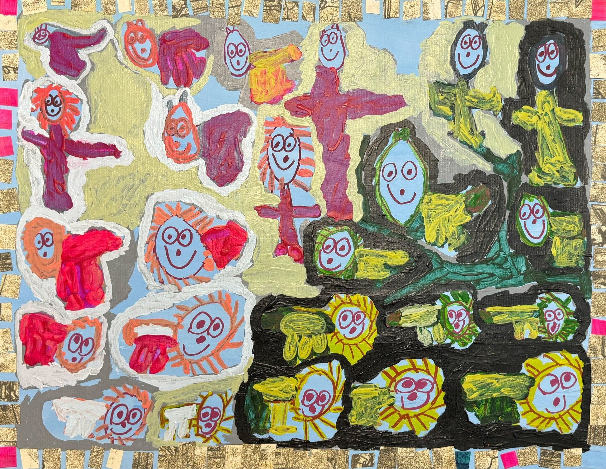 Untitled (Characters With Blue Faces) by Cesar Rodriguez