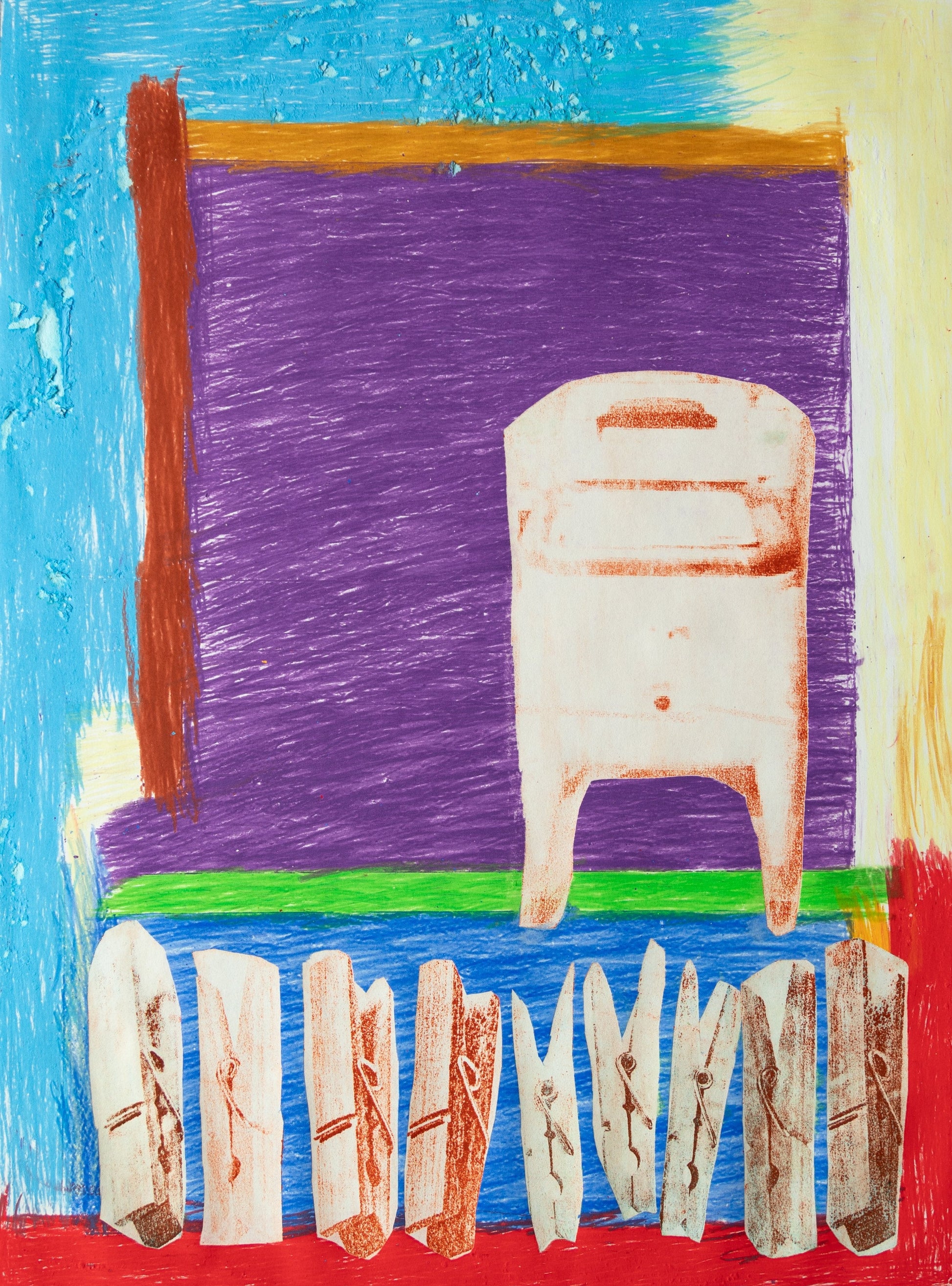 Untitled (Clothespins On Blue Background) by Paul Greeley