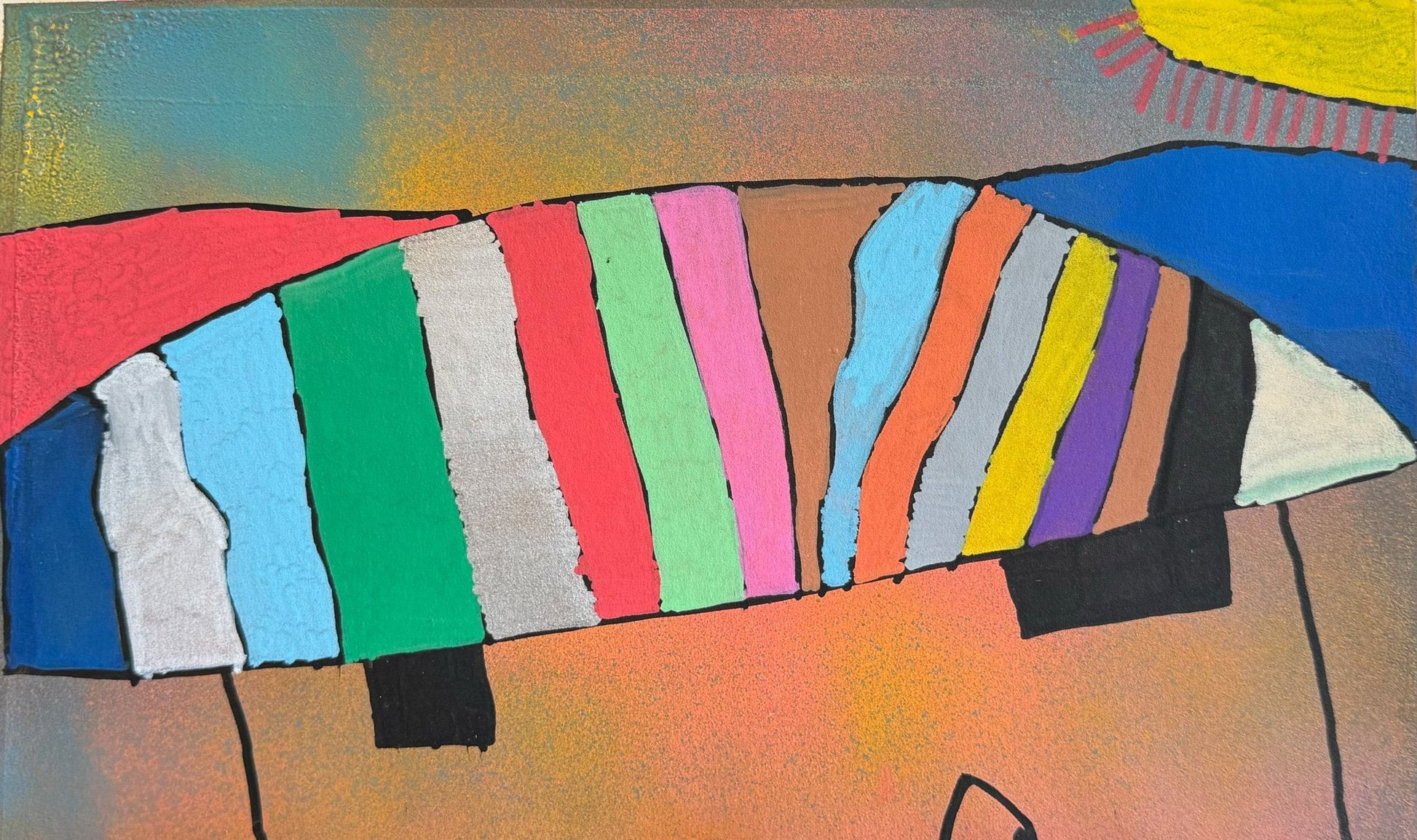 Untitled (Color Bands On Gradient Background) by Leticia Arredondo