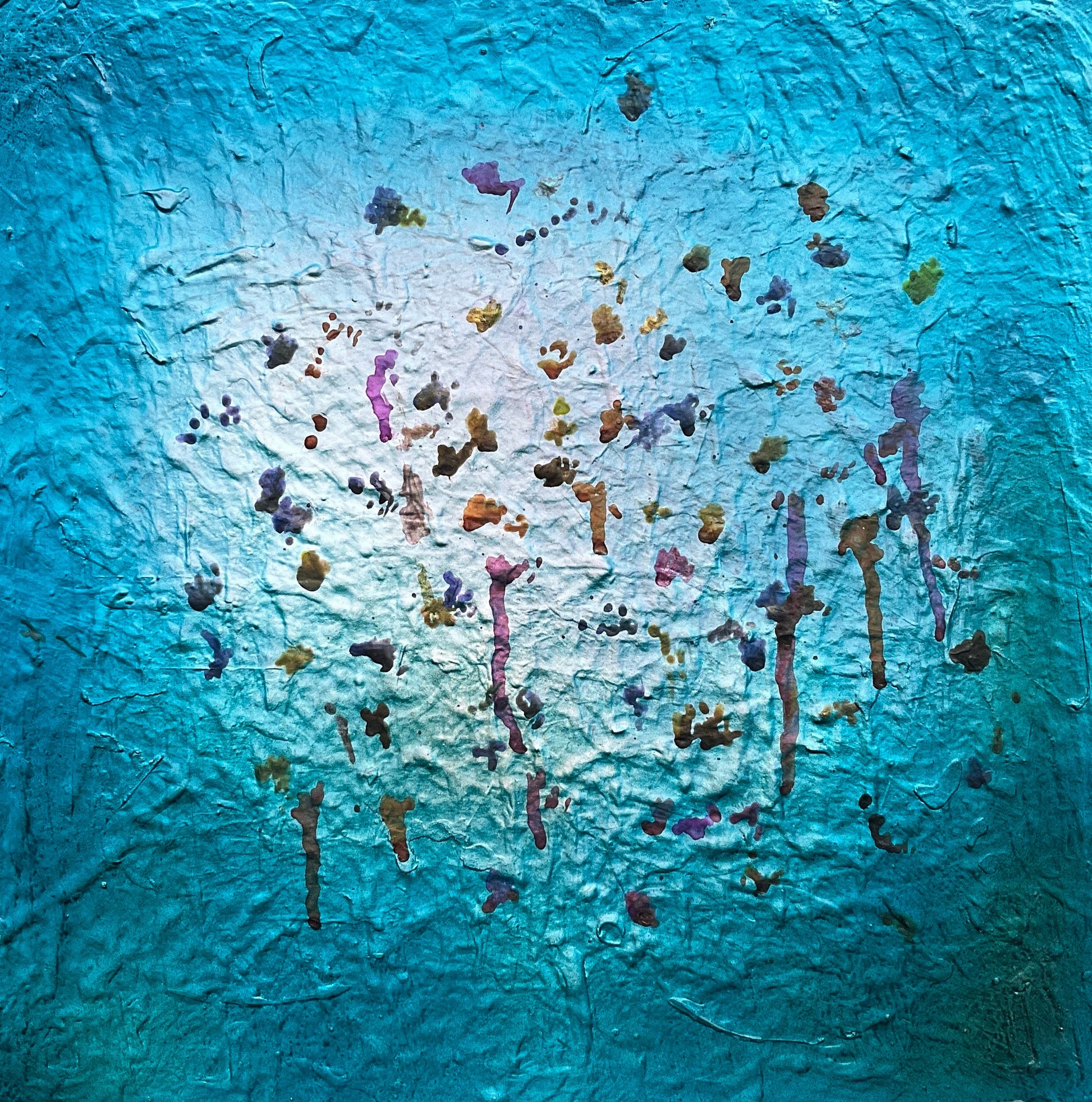 Untitled (color drips on blue background) by Tiffiny Boyd