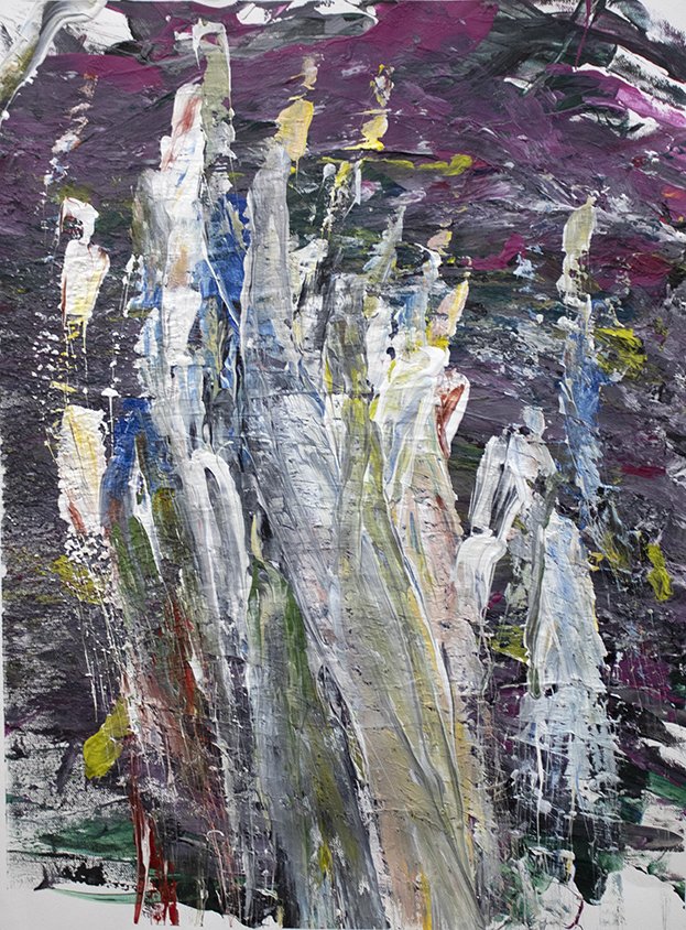 Untitled (Color Strokes On Purple Background) by Vanessa McConnell