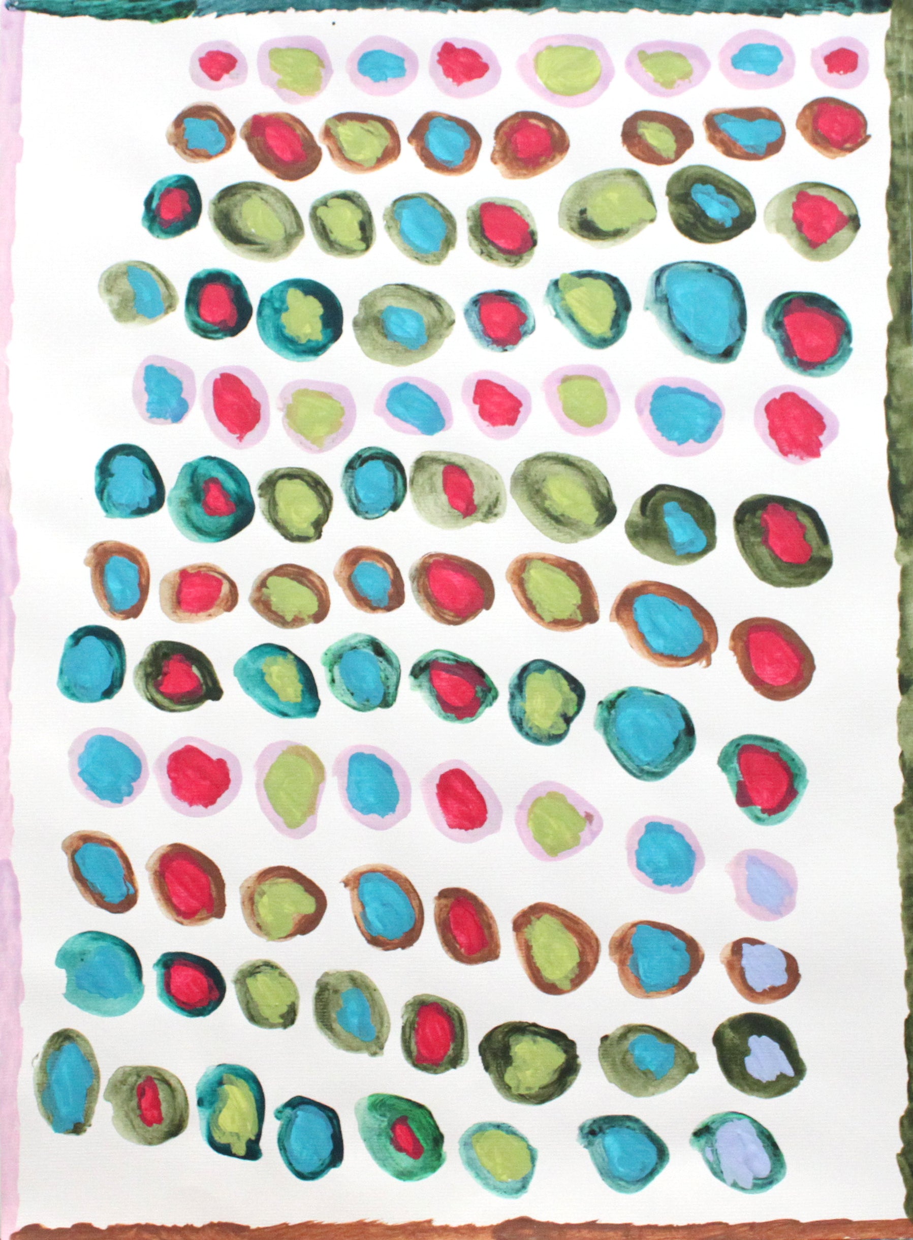 Untitled (Colored Circles with Pink Outlines) by Angela Alvarado