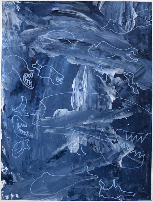 Untitled (Creatures On Blue Background) by Thomas Sedgwick & Vanessa McConnell