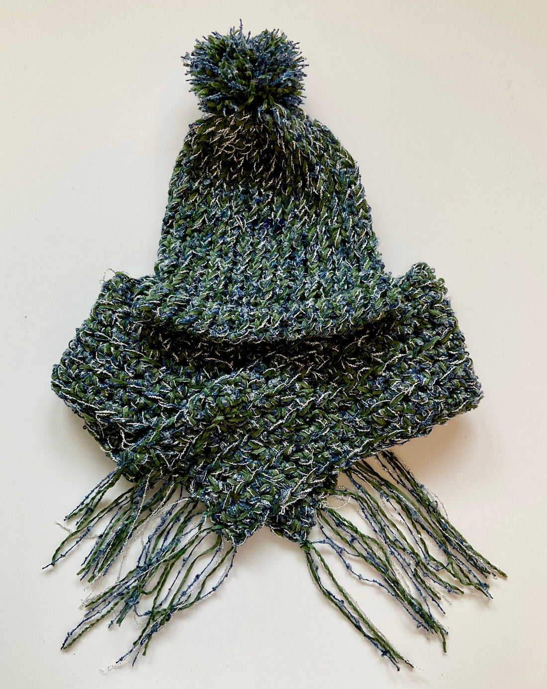 Untitled (Crocheted Hat and Scarf set) by Kat Hastings