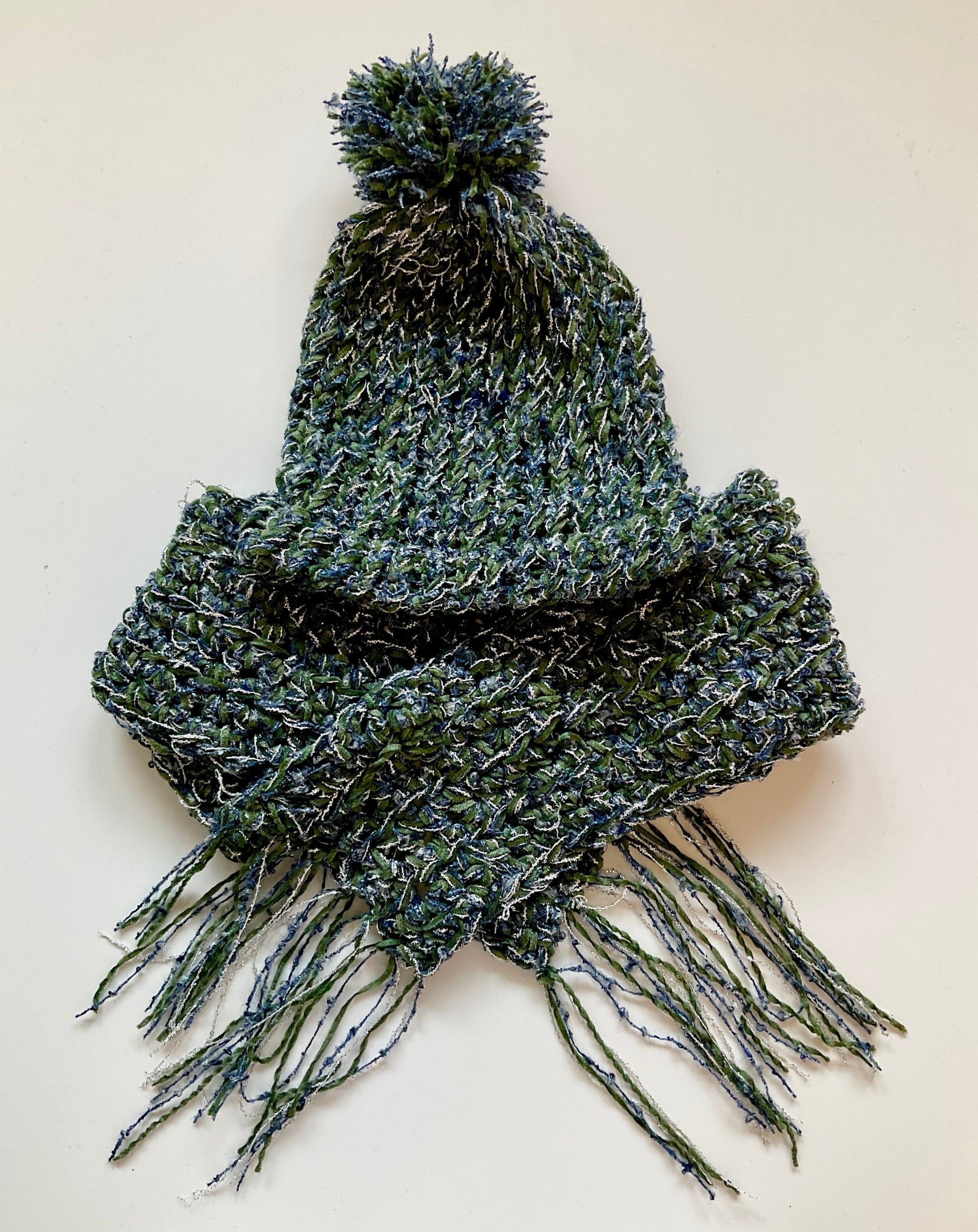 Untitled (Crocheted Hat and Scarf set) by Kat Hastings