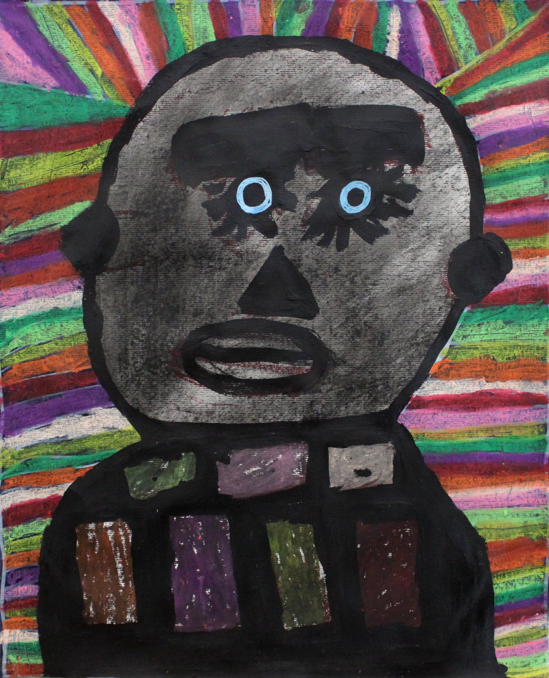Untitled (Dark Character on Rainbow Background) by Chistopher Akubuilo