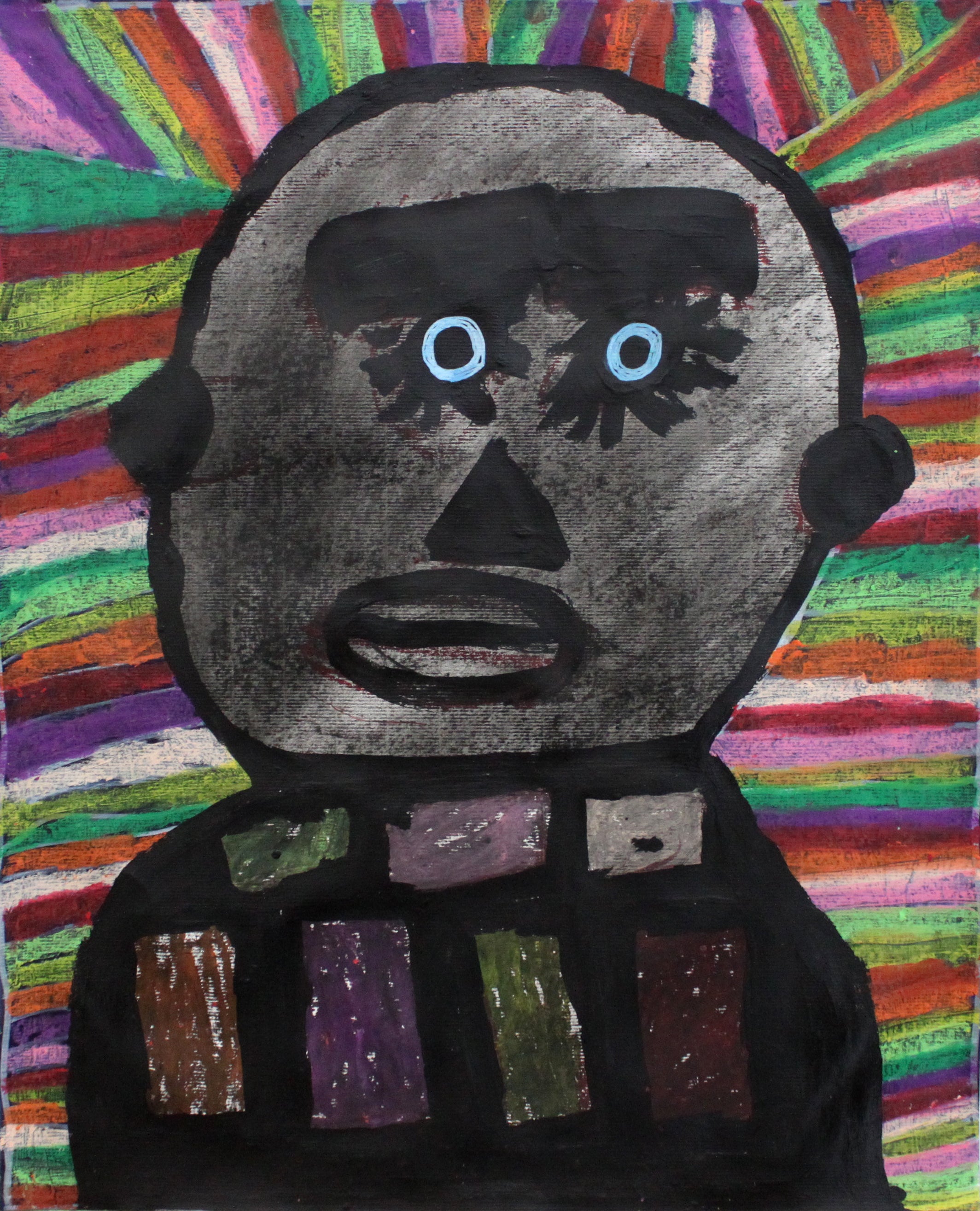 Untitled (Dark Character on Rainbow Background) by Chistopher Akubuilo