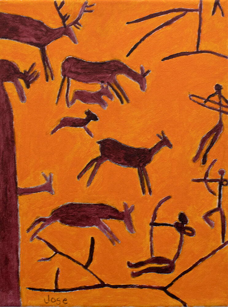 Untitled (Deers & Hunters) by Jose Martinez