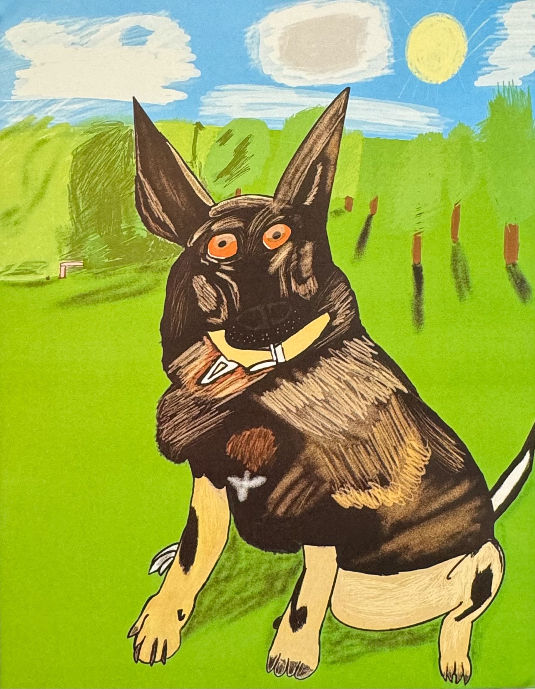 Untitled (Dog On Green Background) by James Roman