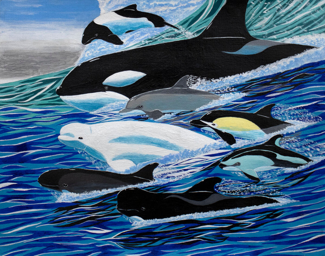 Untitled (Dolphins & Whales) by Joseph Tapia