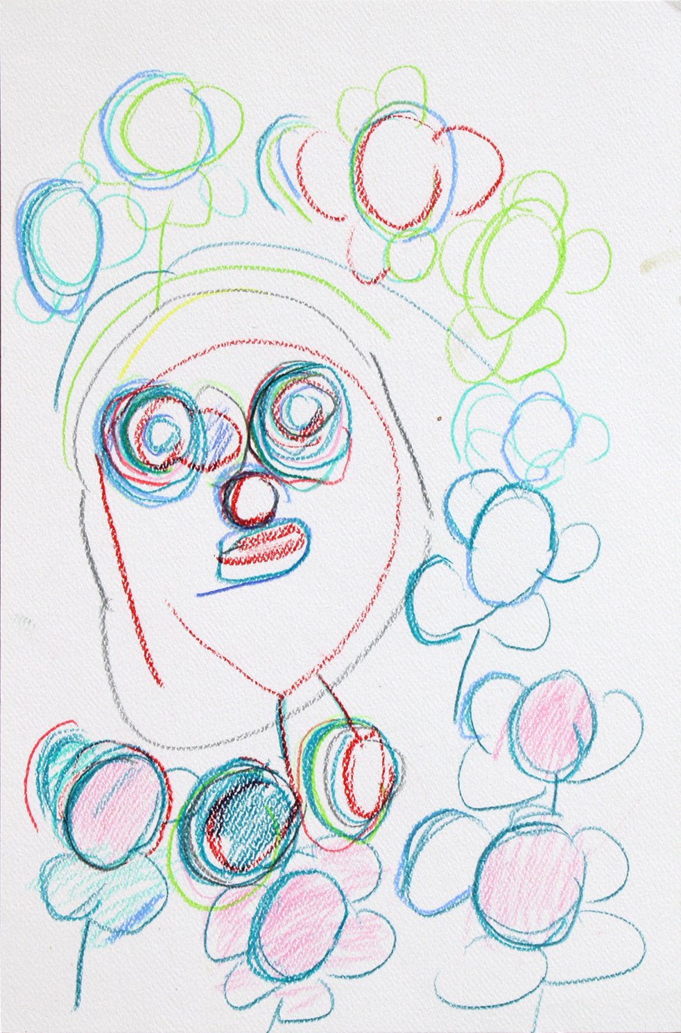 Untitled (Face & Flowers) by Larry Nichols