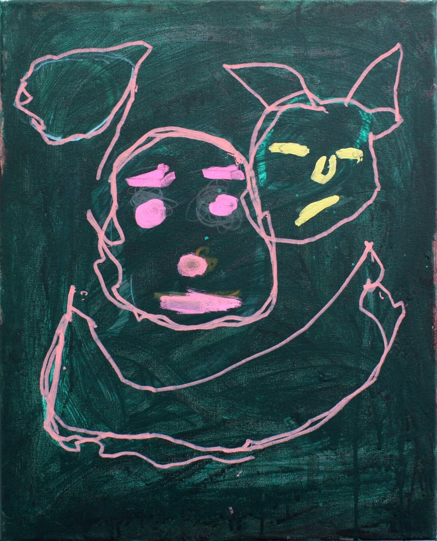 Untitled (Faces On Green Background) by Veria Williams-1