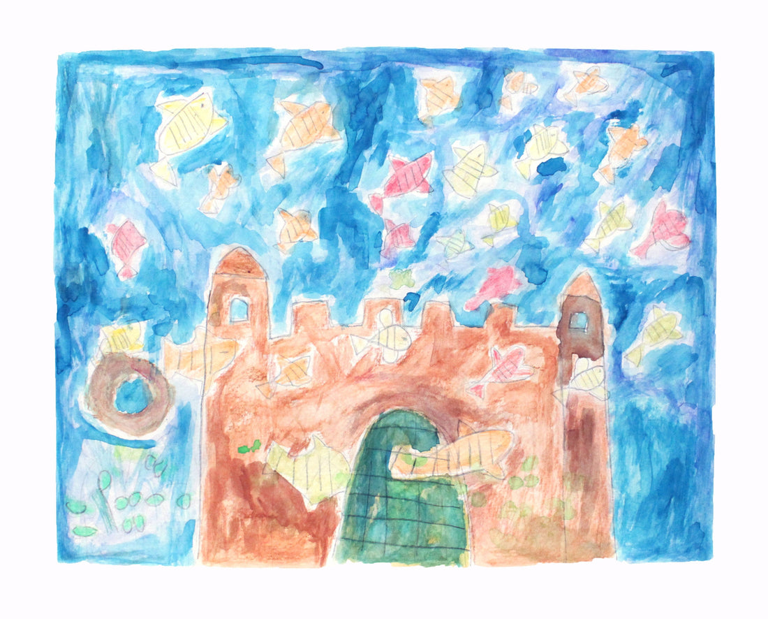 Untitled (Fishes & Castle With Green Door) by Camille Chang