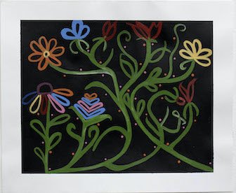 Untitled (Flowers On Black Background) by Debra Alexander