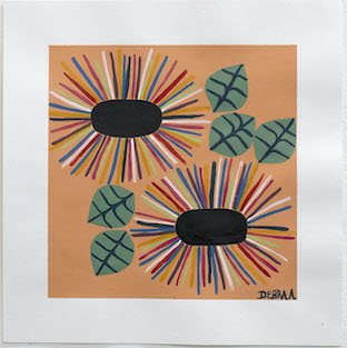 Untitled (Flowers On Peach Background) by Debra Alexander